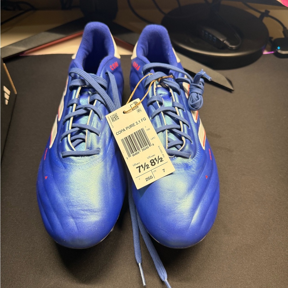 Adidas Blue and White Athletic Shoes with Modern Design